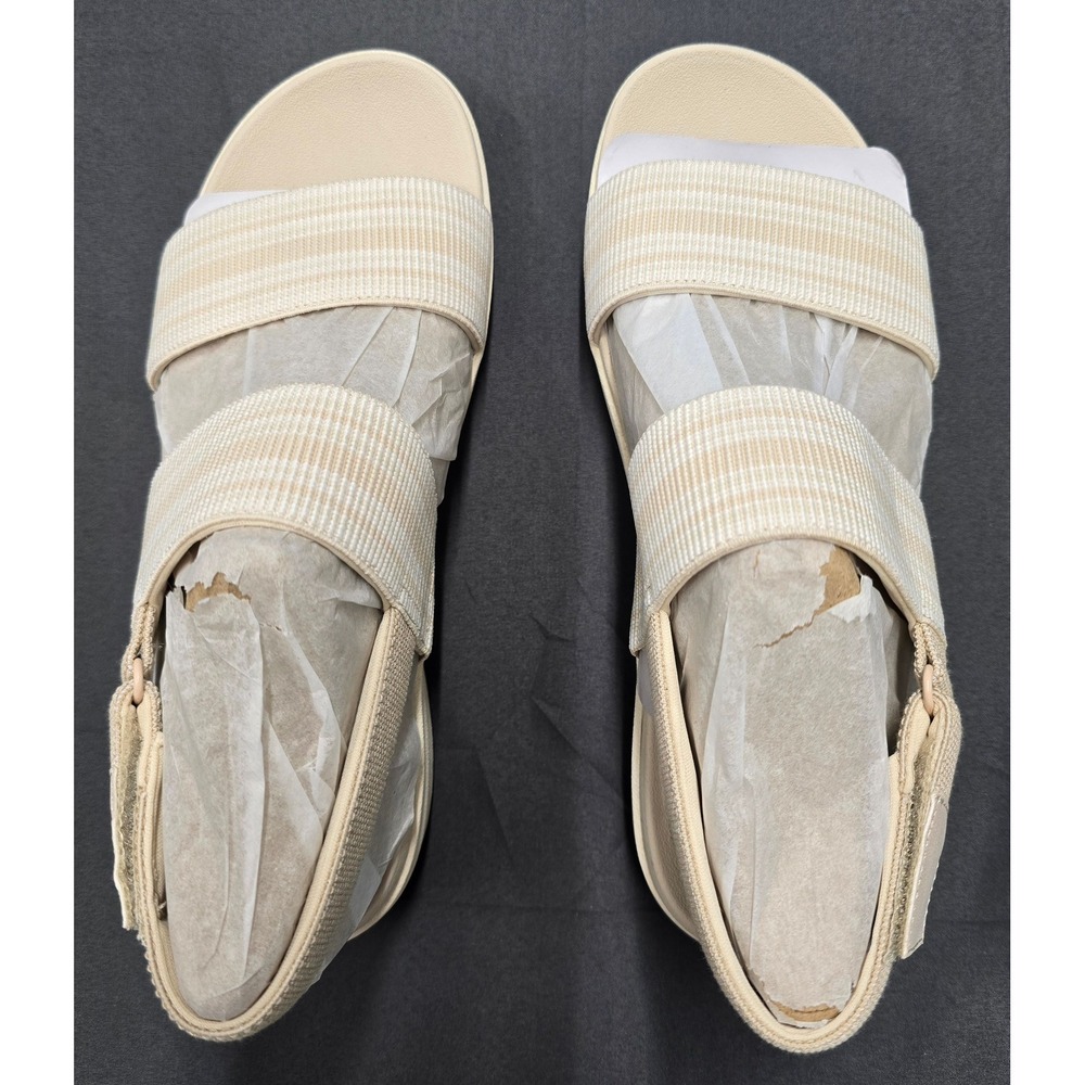 Easy Spirit Sandals 7.5W Womens Cream, and Tan and light green stipes